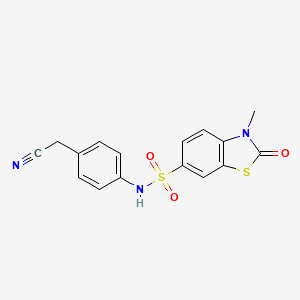 molecular formula C16H13N3O3S2 B3746820 N-[4-(cyanomethyl)phenyl]-3-methyl-2-oxo-2,3-dihydro-1,3-benzothiazole-6-sulfonamide 