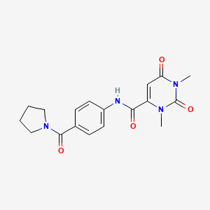 molecular formula C18H20N4O4 B3746822 1,3-dimethyl-2,6-dioxo-N-[4-(pyrrolidin-1-ylcarbonyl)phenyl]-1,2,3,6-tetrahydropyrimidine-4-carboxamide 