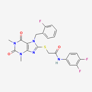 molecular formula C22H18F3N5O3S B3746879 N-(3,4-difluorophenyl)-2-{[7-(2-fluorobenzyl)-1,3-dimethyl-2,6-dioxo-2,3,6,7-tetrahydro-1H-purin-8-yl]thio}acetamide 