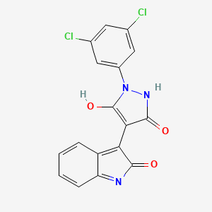 molecular formula C17H9Cl2N3O3 B3746903 1-(3,5-dichlorophenyl)-4-(2-oxo-1,2-dihydro-3H-indol-3-ylidene)pyrazolidine-3,5-dione 