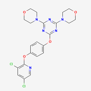 molecular formula C22H22Cl2N6O4 B3746955 2-{4-[(3,5-dichloropyridin-2-yl)oxy]phenoxy}-4,6-dimorpholin-4-yl-1,3,5-triazine 