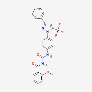 molecular formula C25H19F3N4O3 B3746960 2-methoxy-N-[({4-[3-phenyl-5-(trifluoromethyl)-1H-pyrazol-1-yl]phenyl}amino)carbonyl]benzamide 