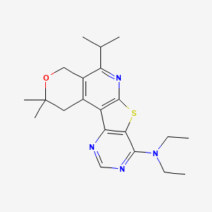molecular formula C21H28N4OS B3746972 N,N-diethyl-5-isopropyl-2,2-dimethyl-1,4-dihydro-2H-pyrano[4'',3'':4',5']pyrido[3',2':4,5]thieno[3,2-d]pyrimidin-8-amine 