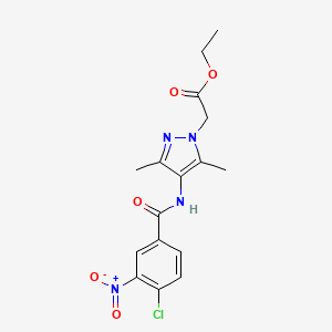 molecular formula C16H17ClN4O5 B3747069 ethyl {4-[(4-chloro-3-nitrobenzoyl)amino]-3,5-dimethyl-1H-pyrazol-1-yl}acetate 