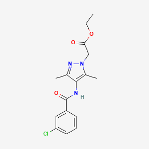 molecular formula C16H18ClN3O3 B3747081 ethyl {4-[(3-chlorobenzoyl)amino]-3,5-dimethyl-1H-pyrazol-1-yl}acetate 