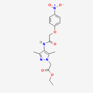 ethyl (3,5-dimethyl-4-{[(4-nitrophenoxy)acetyl]amino}-1H-pyrazol-1-yl)acetate