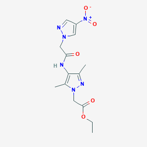 molecular formula C14H18N6O5 B3747100 ethyl (3,5-dimethyl-4-{[(4-nitro-1H-pyrazol-1-yl)acetyl]amino}-1H-pyrazol-1-yl)acetate 