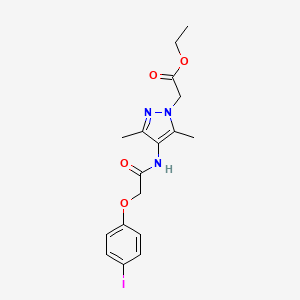 molecular formula C17H20IN3O4 B3747113 ethyl (4-{[(4-iodophenoxy)acetyl]amino}-3,5-dimethyl-1H-pyrazol-1-yl)acetate 