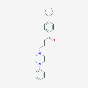 molecular formula C25H32N2O B374713 1-Butanone, 1-(4-cyclopentylphenyl)-4-(4-phenyl-1-piperazinyl)- CAS No. 112446-85-2