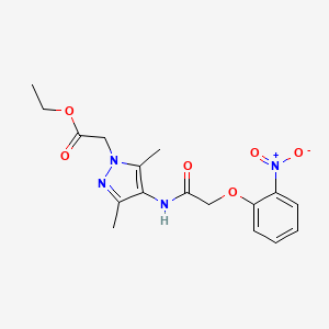 molecular formula C17H20N4O6 B3747214 ethyl (3,5-dimethyl-4-{[(2-nitrophenoxy)acetyl]amino}-1H-pyrazol-1-yl)acetate 