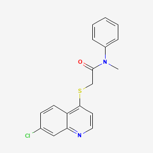 molecular formula C18H15ClN2OS B3747225 2-[(7-chloroquinolin-4-yl)thio]-N-methyl-N-phenylacetamide 