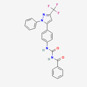 molecular formula C24H17F3N4O2 B3747245 N-[({4-[1-phenyl-3-(trifluoromethyl)-1H-pyrazol-5-yl]phenyl}amino)carbonyl]benzamide 