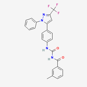 molecular formula C25H19F3N4O2 B3747250 3-methyl-N-[({4-[1-phenyl-3-(trifluoromethyl)-1H-pyrazol-5-yl]phenyl}amino)carbonyl]benzamide 