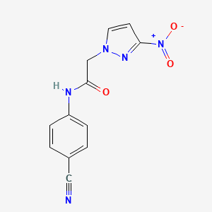 molecular formula C12H9N5O3 B3747324 N-(4-cyanophenyl)-2-(3-nitro-1H-pyrazol-1-yl)acetamide 