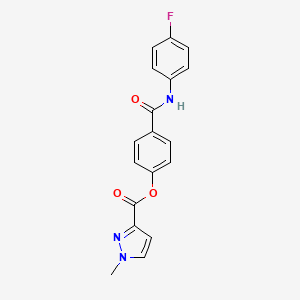 molecular formula C18H14FN3O3 B3747341 4-{[(4-fluorophenyl)amino]carbonyl}phenyl 1-methyl-1H-pyrazole-3-carboxylate 