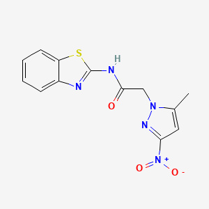 molecular formula C13H11N5O3S B3747456 N-1,3-benzothiazol-2-yl-2-(5-methyl-3-nitro-1H-pyrazol-1-yl)acetamide 