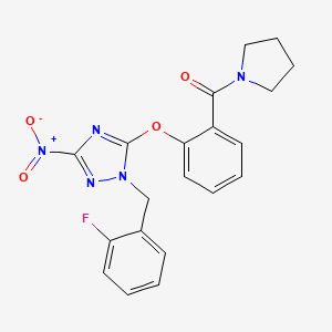 molecular formula C20H18FN5O4 B3747470 1-(2-fluorobenzyl)-3-nitro-5-[2-(1-pyrrolidinylcarbonyl)phenoxy]-1H-1,2,4-triazole 