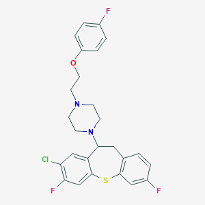 molecular formula C26H24ClF3N2OS B374750 1-(3-Chloro-2,9-difluoro-5,6-dihydrobenzo[b][1]benzothiepin-5-yl)-4-[2-(4-fluorophenoxy)ethyl]piperazine 