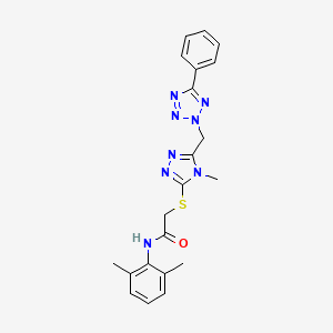 molecular formula C21H22N8OS B3747514 N-(2,6-dimethylphenyl)-2-({4-methyl-5-[(5-phenyl-2H-tetrazol-2-yl)methyl]-4H-1,2,4-triazol-3-yl}thio)acetamide 