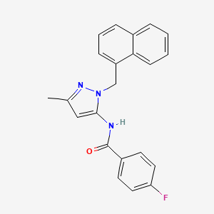 molecular formula C22H18FN3O B3747554 4-fluoro-N-[3-methyl-1-(1-naphthylmethyl)-1H-pyrazol-5-yl]benzamide 