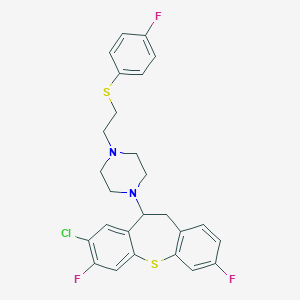 molecular formula C26H24ClF3N2S2 B374756 1-(3-Chloro-2,9-difluoro-5,6-dihydrobenzo[b][1]benzothiepin-5-yl)-4-[2-(4-fluorophenyl)sulfanylethyl]piperazine 