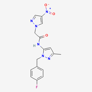 molecular formula C16H15FN6O3 B3747560 N-[1-(4-fluorobenzyl)-3-methyl-1H-pyrazol-5-yl]-2-(4-nitro-1H-pyrazol-1-yl)acetamide 