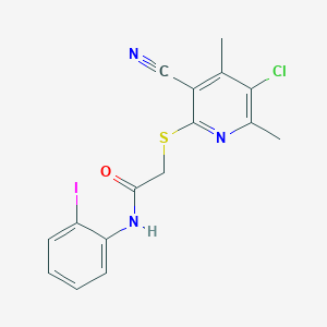 molecular formula C16H13ClIN3OS B3747580 2-[(5-chloro-3-cyano-4,6-dimethylpyridin-2-yl)thio]-N-(2-iodophenyl)acetamide 