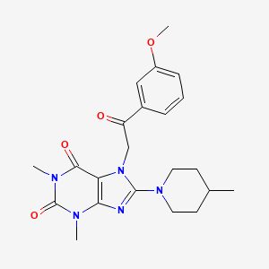 molecular formula C22H27N5O4 B3747618 7-[2-(3-methoxyphenyl)-2-oxoethyl]-1,3-dimethyl-8-(4-methylpiperidin-1-yl)-3,7-dihydro-1H-purine-2,6-dione 