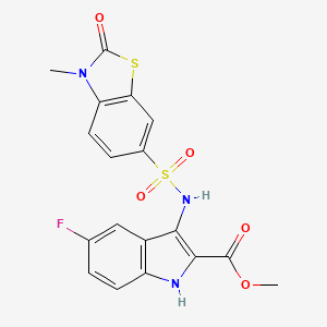 molecular formula C18H14FN3O5S2 B3747621 methyl 5-fluoro-3-{[(3-methyl-2-oxo-2,3-dihydro-1,3-benzothiazol-6-yl)sulfonyl]amino}-1H-indole-2-carboxylate 