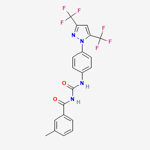 molecular formula C20H14F6N4O2 B3747628 N-[({4-[3,5-bis(trifluoromethyl)-1H-pyrazol-1-yl]phenyl}amino)carbonyl]-3-methylbenzamide 