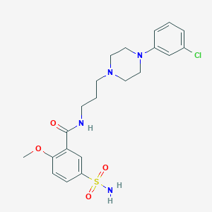 molecular formula C21H27ClN4O4S B374763 5-(aminosulfonyl)-N-{3-[4-(3-chlorophenyl)-1-piperazinyl]propyl}-2-methoxybenzamide 