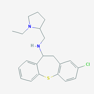 molecular formula C21H25ClN2S B374764 3-chloro-N-[(1-ethylpyrrolidin-2-yl)methyl]-5,6-dihydrobenzo[b][1]benzothiepin-6-amine 