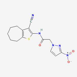 N-(3-cyano-5,6,7,8-tetrahydro-4H-cyclohepta[b]thien-2-yl)-2-(3-nitro-1H-pyrazol-1-yl)acetamide