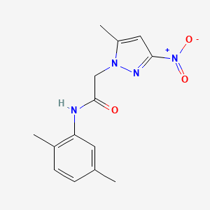 molecular formula C14H16N4O3 B3747647 N-(2,5-dimethylphenyl)-2-(5-methyl-3-nitro-1H-pyrazol-1-yl)acetamide 