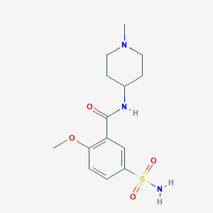 molecular formula C14H21N3O4S B374765 5-(aminosulfonyl)-2-methoxy-N-(1-methyl-4-piperidinyl)benzamide 