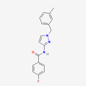 molecular formula C18H16FN3O B3747678 4-fluoro-N-[1-(3-methylbenzyl)-1H-pyrazol-3-yl]benzamide 