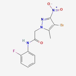 molecular formula C12H10BrFN4O3 B3747695 2-(4-bromo-5-methyl-3-nitro-1H-pyrazol-1-yl)-N-(2-fluorophenyl)acetamide 