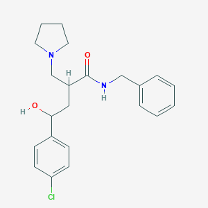 molecular formula C22H27ClN2O2 B037477 alpha-(2-(4-Chlorophenyl)-2-hydroxyethyl)-N-(phenylmethyl)-1-pyrrolidinepropanamide CAS No. 124500-17-0