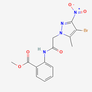 molecular formula C14H13BrN4O5 B3747703 methyl 2-{[(4-bromo-5-methyl-3-nitro-1H-pyrazol-1-yl)acetyl]amino}benzoate 