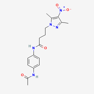 molecular formula C17H21N5O4 B3747706 N-[4-(acetylamino)phenyl]-4-(3,5-dimethyl-4-nitro-1H-pyrazol-1-yl)butanamide 