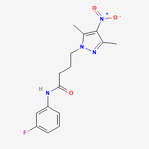 molecular formula C15H17FN4O3 B3747718 4-(3,5-dimethyl-4-nitro-1H-pyrazol-1-yl)-N-(3-fluorophenyl)butanamide 
