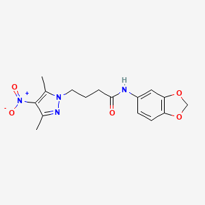molecular formula C16H18N4O5 B3747724 N-1,3-benzodioxol-5-yl-4-(3,5-dimethyl-4-nitro-1H-pyrazol-1-yl)butanamide 