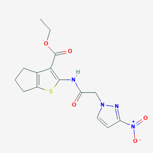 molecular formula C15H16N4O5S B3747743 ethyl 2-{[(3-nitro-1H-pyrazol-1-yl)acetyl]amino}-5,6-dihydro-4H-cyclopenta[b]thiophene-3-carboxylate 