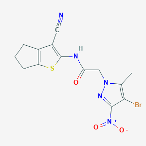 2-(4-bromo-5-methyl-3-nitro-1H-pyrazol-1-yl)-N-(3-cyano-5,6-dihydro-4H-cyclopenta[b]thien-2-yl)acetamide