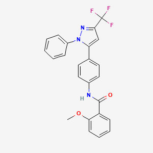 molecular formula C24H18F3N3O2 B3747771 2-methoxy-N-{4-[1-phenyl-3-(trifluoromethyl)-1H-pyrazol-5-yl]phenyl}benzamide 