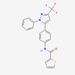 molecular formula C21H14F3N3OS B3747773 N-{4-[1-phenyl-3-(trifluoromethyl)-1H-pyrazol-5-yl]phenyl}thiophene-2-carboxamide 