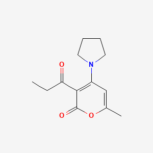 molecular formula C13H17NO3 B3747865 6-methyl-3-propionyl-4-pyrrolidin-1-yl-2H-pyran-2-one 