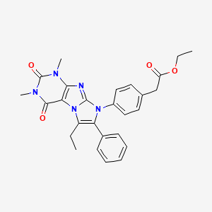 molecular formula C27H27N5O4 B3747889 ethyl [4-(6-ethyl-1,3-dimethyl-2,4-dioxo-7-phenyl-1,2,3,4-tetrahydro-8H-imidazo[2,1-f]purin-8-yl)phenyl]acetate 
