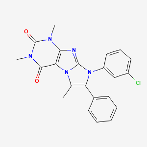 molecular formula C22H18ClN5O2 B3747900 8-(3-chlorophenyl)-1,3,6-trimethyl-7-phenyl-1H-imidazo[2,1-f]purine-2,4(3H,8H)-dione 