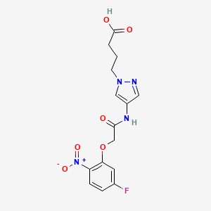 molecular formula C15H15FN4O6 B3747917 4-(4-{[(5-fluoro-2-nitrophenoxy)acetyl]amino}-1H-pyrazol-1-yl)butanoic acid 